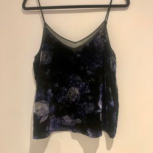 Blue Floral Velvet Camisole